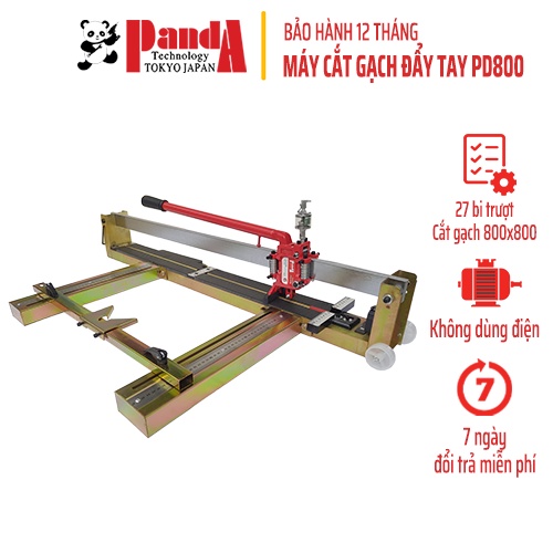 Máy cắt gạch bàn PANDA PD800, Có vịt nhỏ dầu, Khung sắt, 27 bi trượt, Không dùng điện
