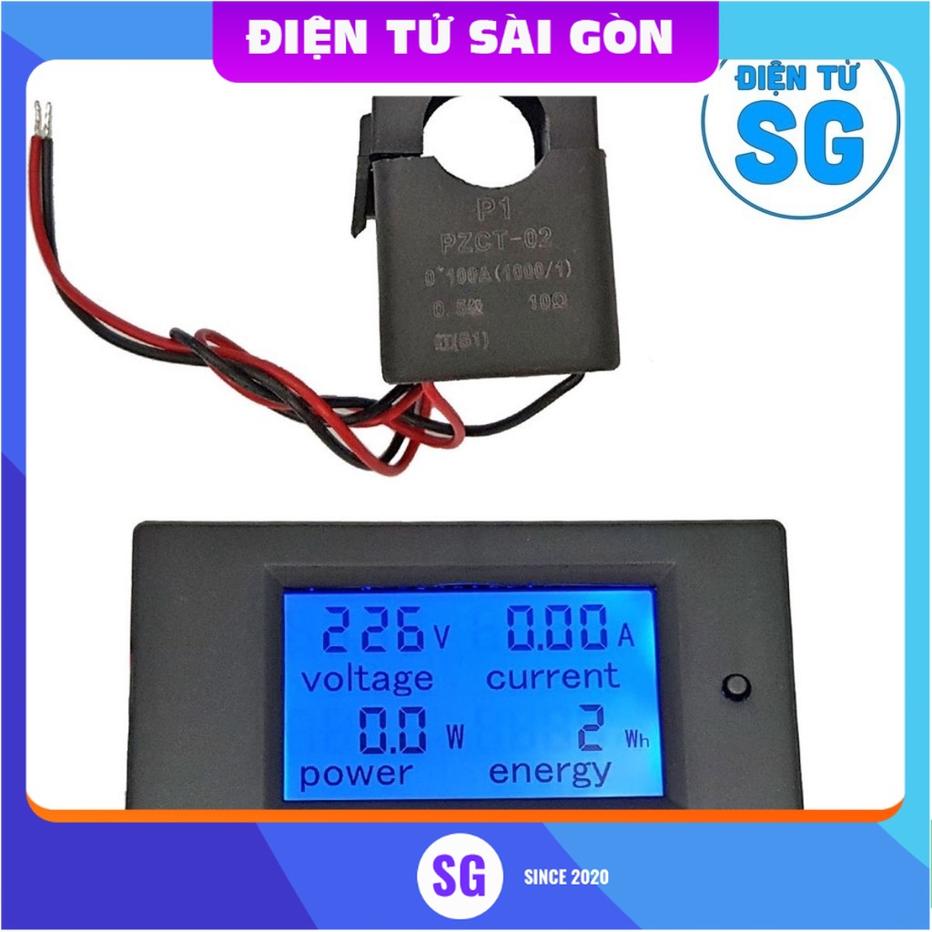 Đồng Hồ Đo Dòng Áp Công Suất Mức Năng Lượng AC 100A (CT kẹp)