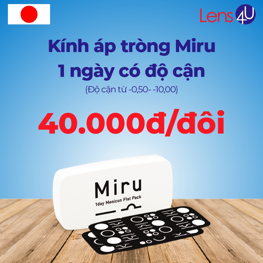 Kính áp tròng Miru 1 day (Không màu, có độ cận)