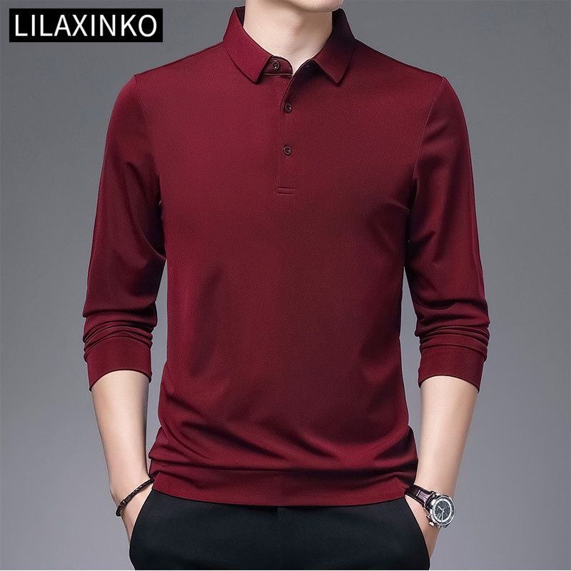 Áo thun polo tay dài màu trơn với 5 màu bắt mắt cá tính hợp thời trang dành cho nam