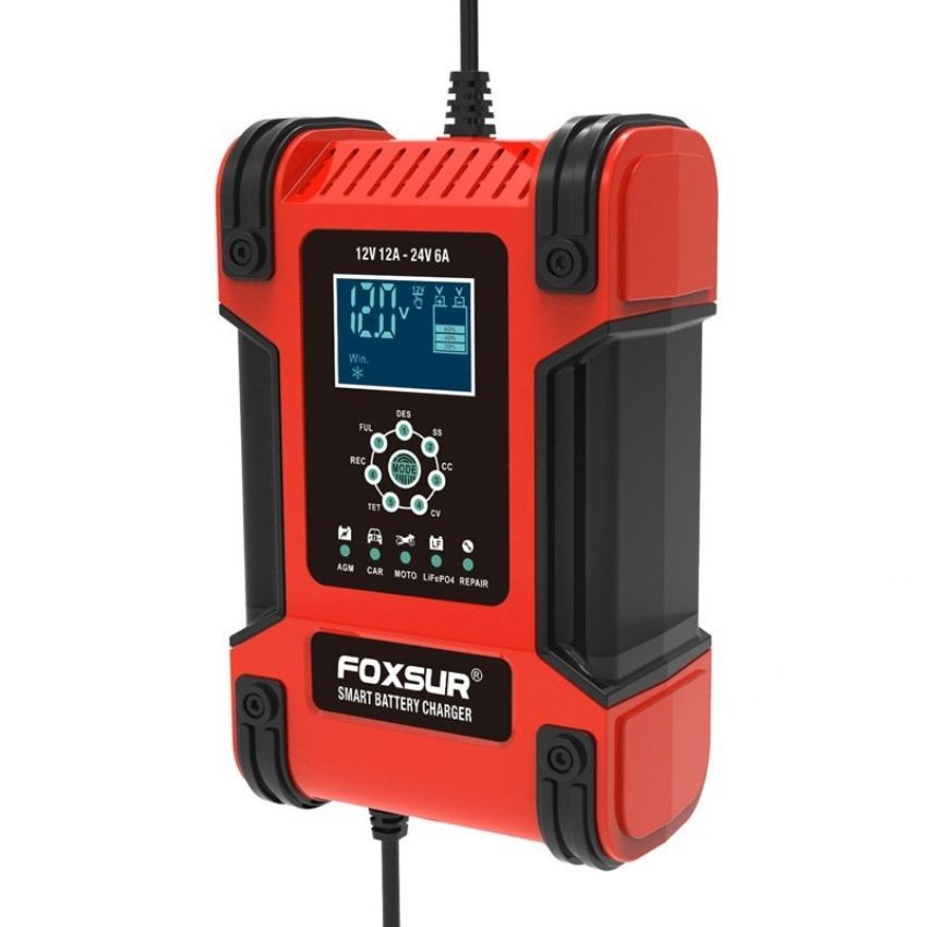 Sạc ắc quy Foxsur 12v/24v 2AH-200ah sạc pin lithium sạc bình ôtô xe tải loại 1