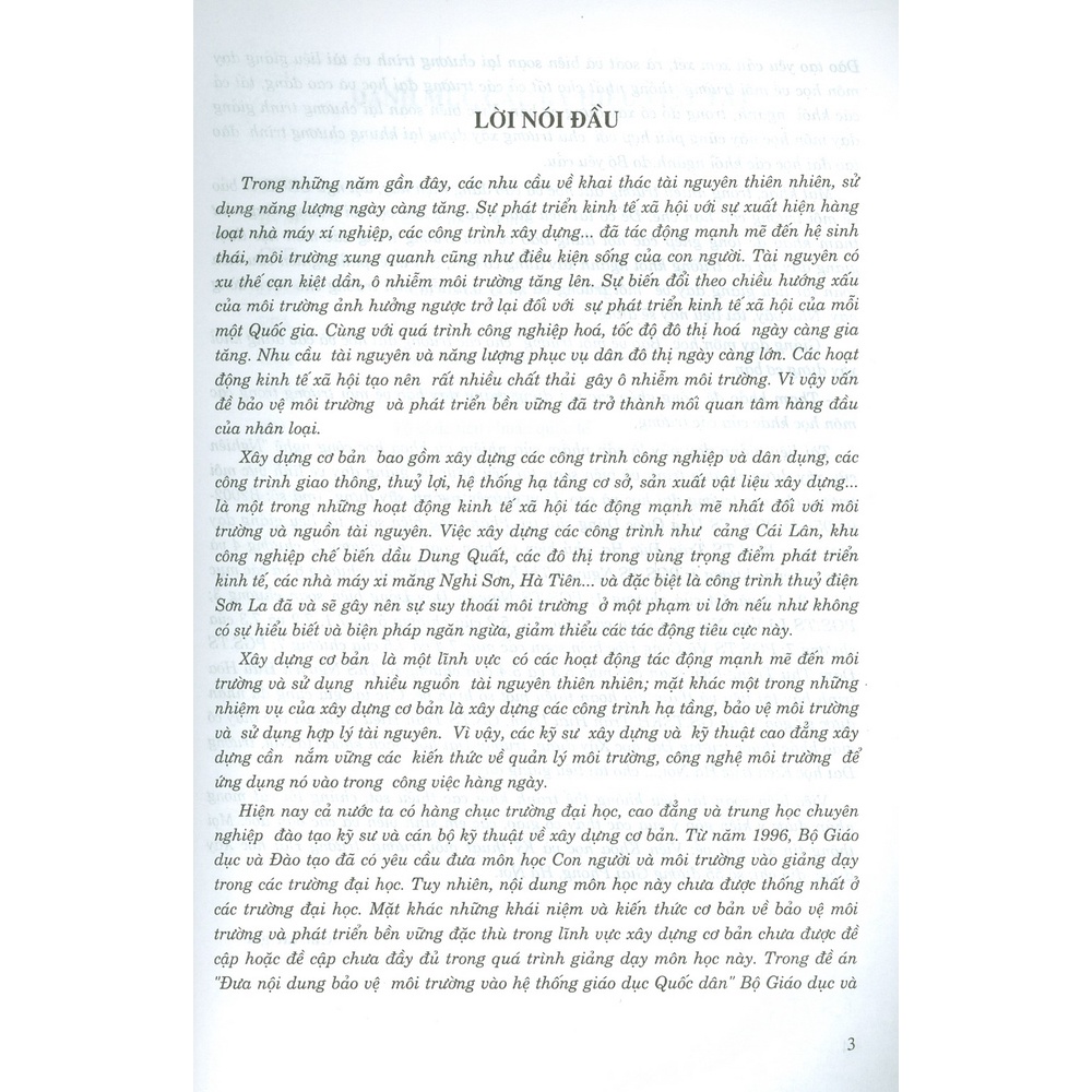 Sách - Giáo Trình Bảo Vệ Môi Trường Trong Xây Dựng Cơ Bản