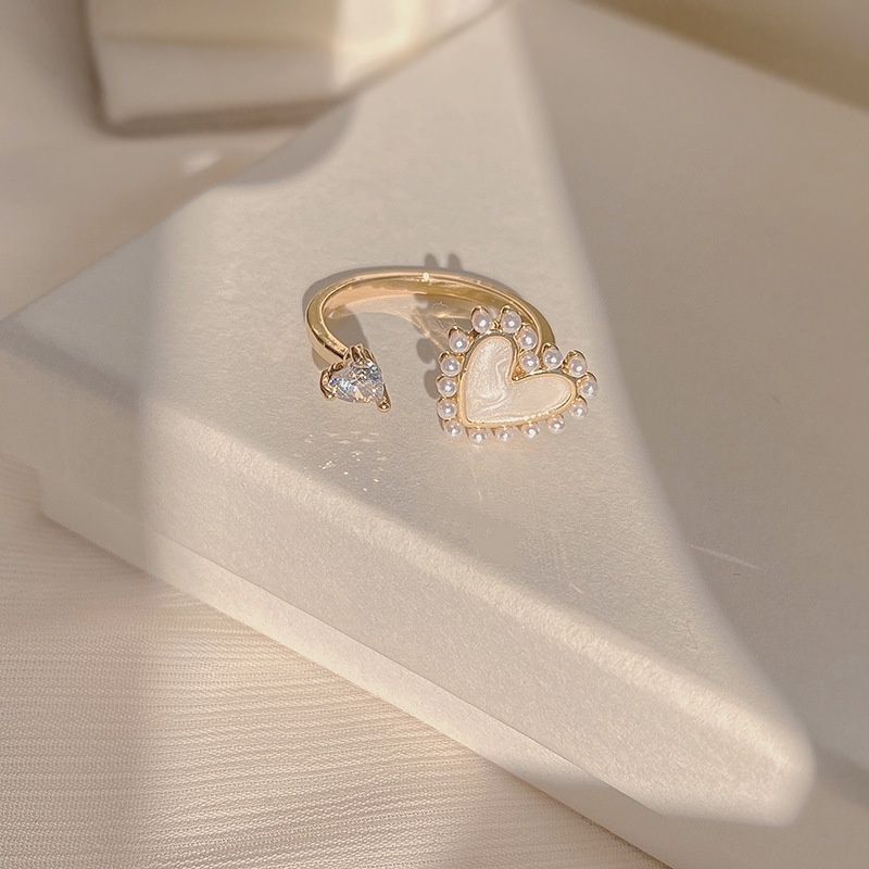 Nhẫn Hai Lớp Đính Đá Zircon Phong Cách Hàn Quốc Cá Tính Dành Cho Nữ