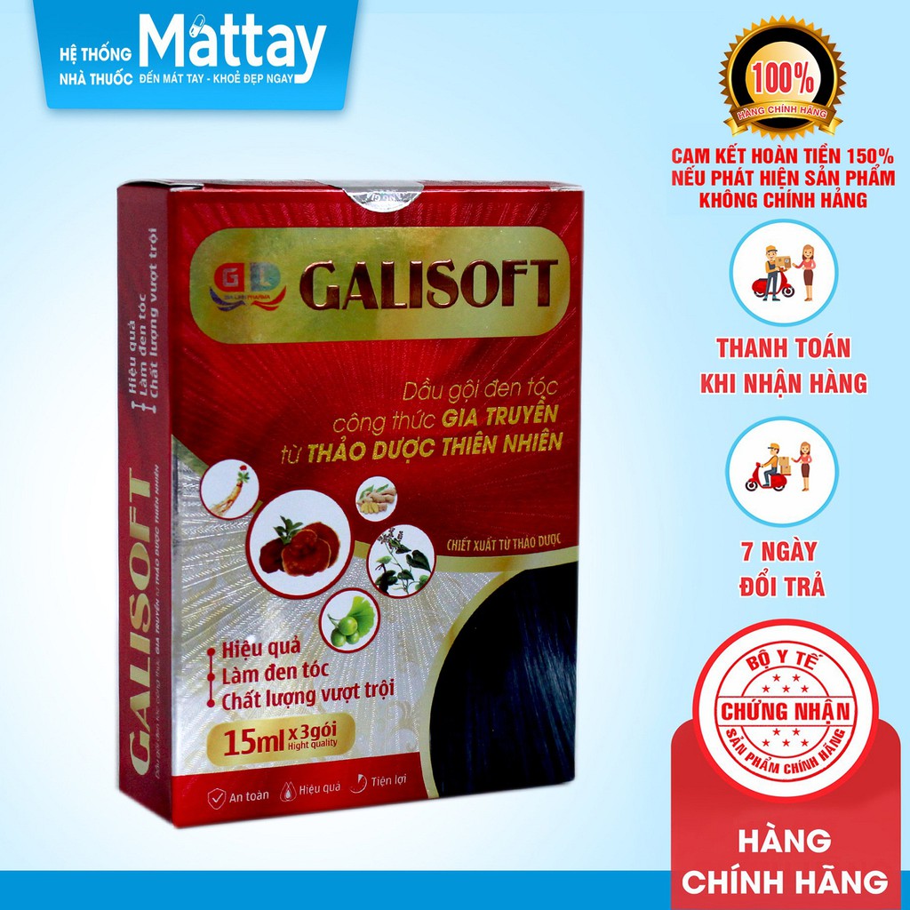 Dầu gội đen tóc thảo dược công thức gia truyền GALISOFT  1 hộp 3 gói. ( Mát Tay ) | BigBuy360 - bigbuy360.vn