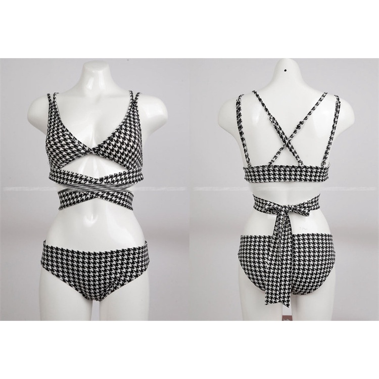 Bikini hai mảnh dây đeo chéo họa tiết houndstooth Song Ji A  - M008 - Mermaid