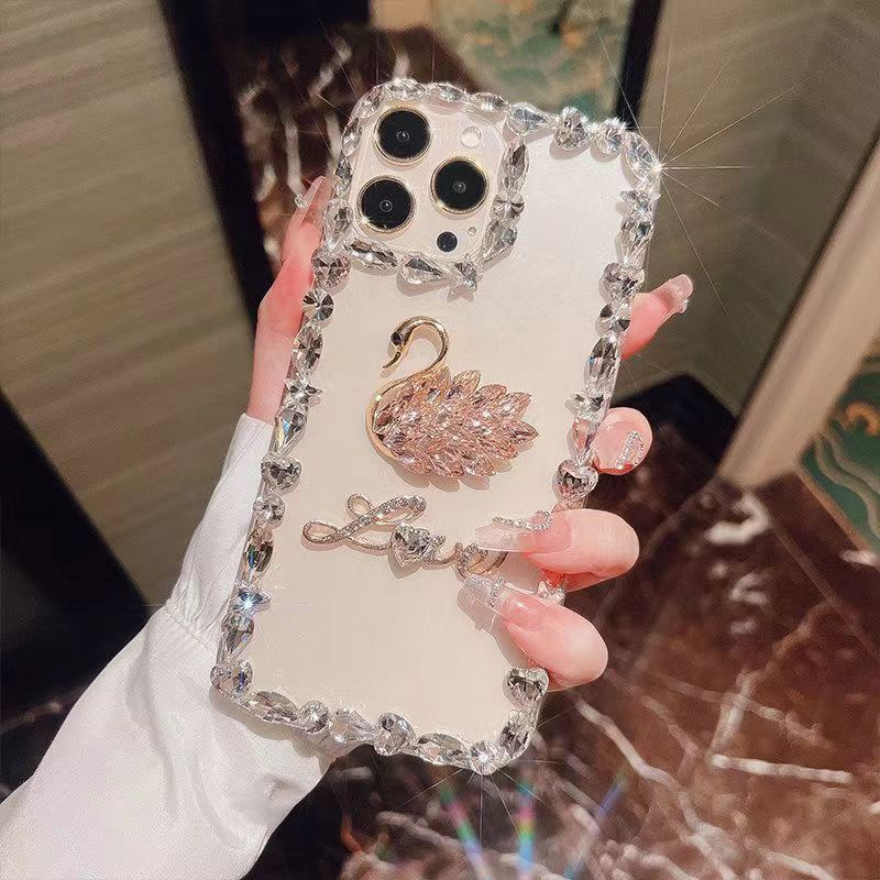 Sang Trọng Ốp Điện Thoại Hình Thiên Nga Đính Đá Lấp Lánh Cho iphone 15 14 13 12 11 pro max plus xr xsmax 7plus 8plus