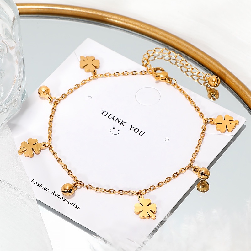 Lắc chân nữ titan Eleanor Accessories hoa 4 cánh phụ kiện trang sức thời trang Hàn Quốc