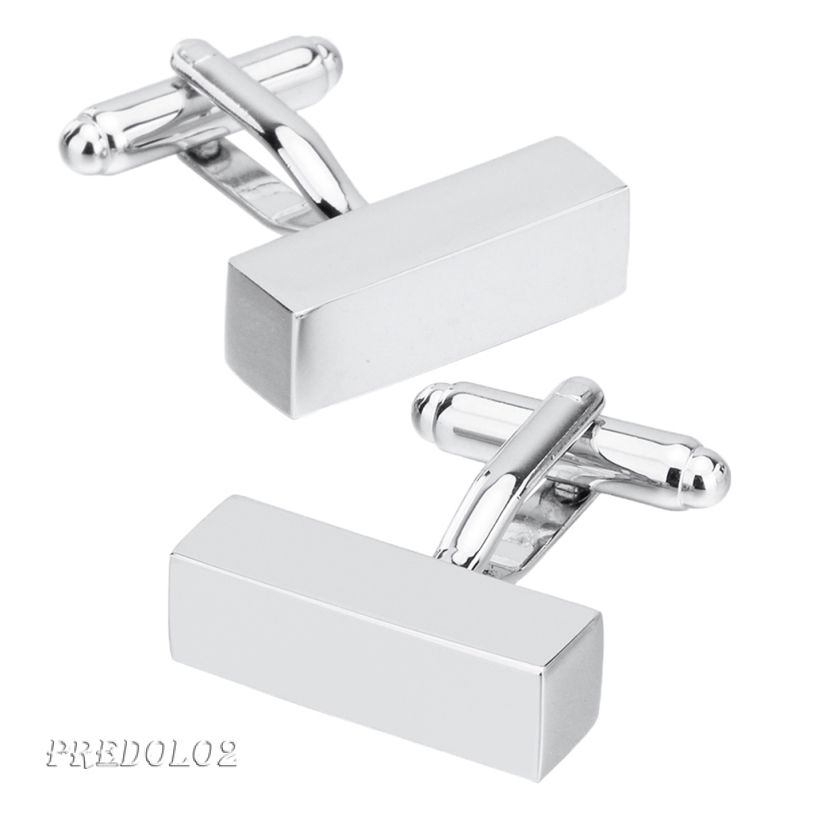 [Predolo2] Khuy Măng Sét Hình Chữ Nhật Bằng Đồng Bạc Cho Đám Cưới