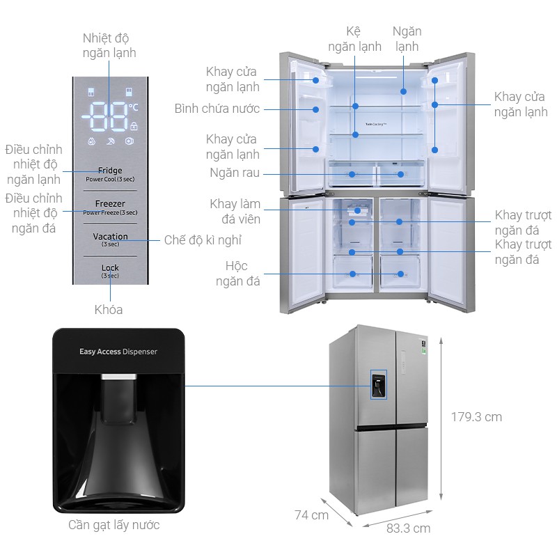 Tủ lạnh Samsung Inverter 488 lít RF48A4010M9/SV