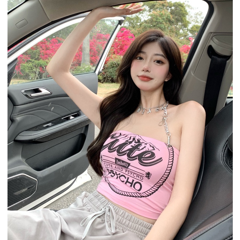 Áo Ống Phối Dây Xích Thời Trang Mùa Hè Quyến Rũ Dành Cho Nữ