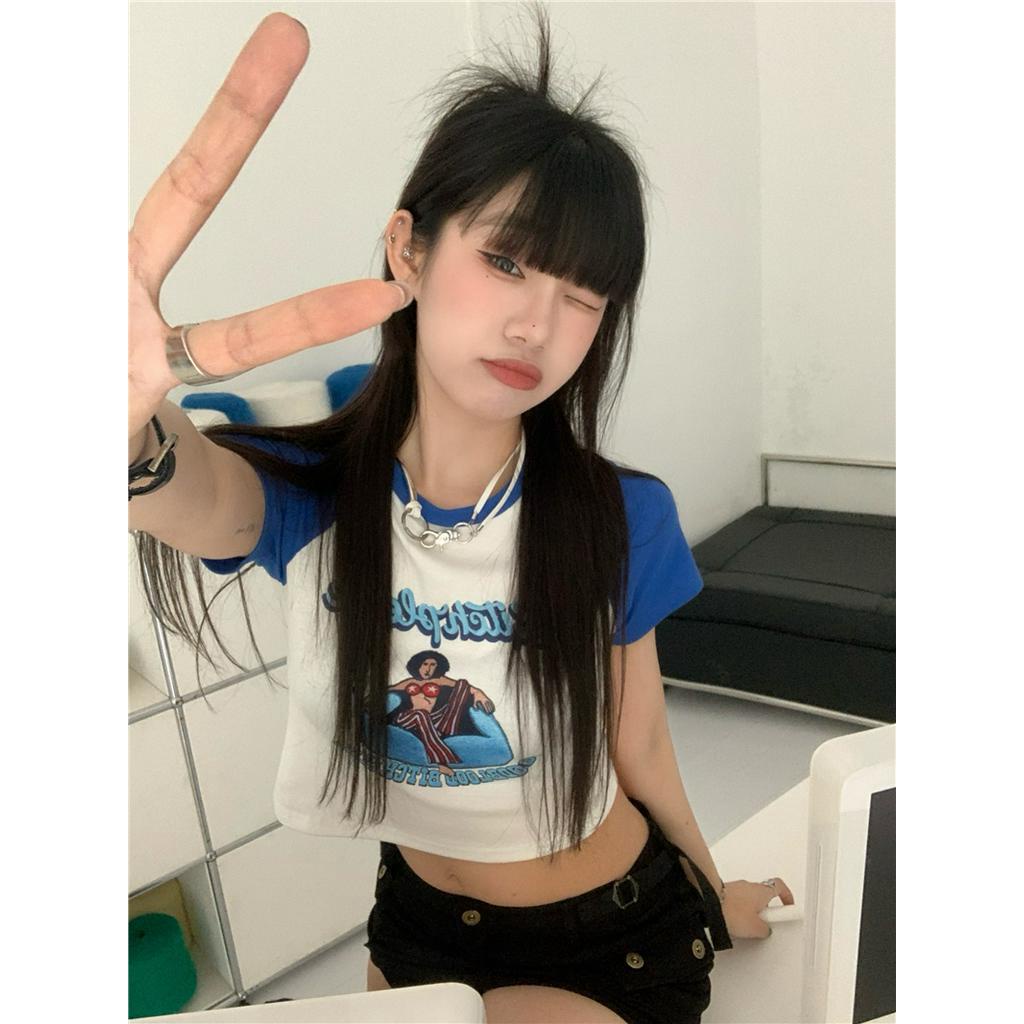 Áo Thun Ngắn Tay Ôm Dáng In Họa Tiết Retro Mỹ 62098