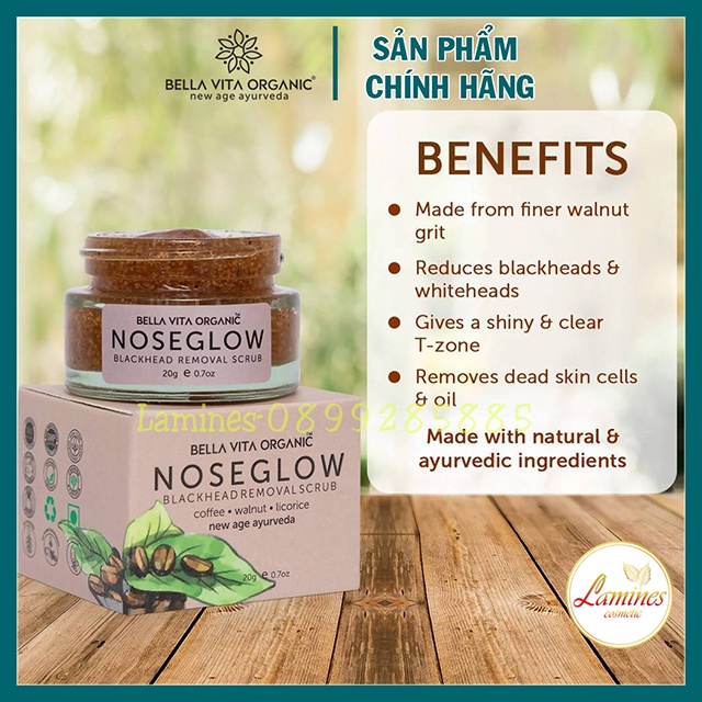 Tẩy Tế Bào Chết Cải Thiện Da Viêm  Tẩy Da Chết, Giảm Mụn Đầu Đen Vùng Mũi | Bella Vita Organic Scrub 20gram