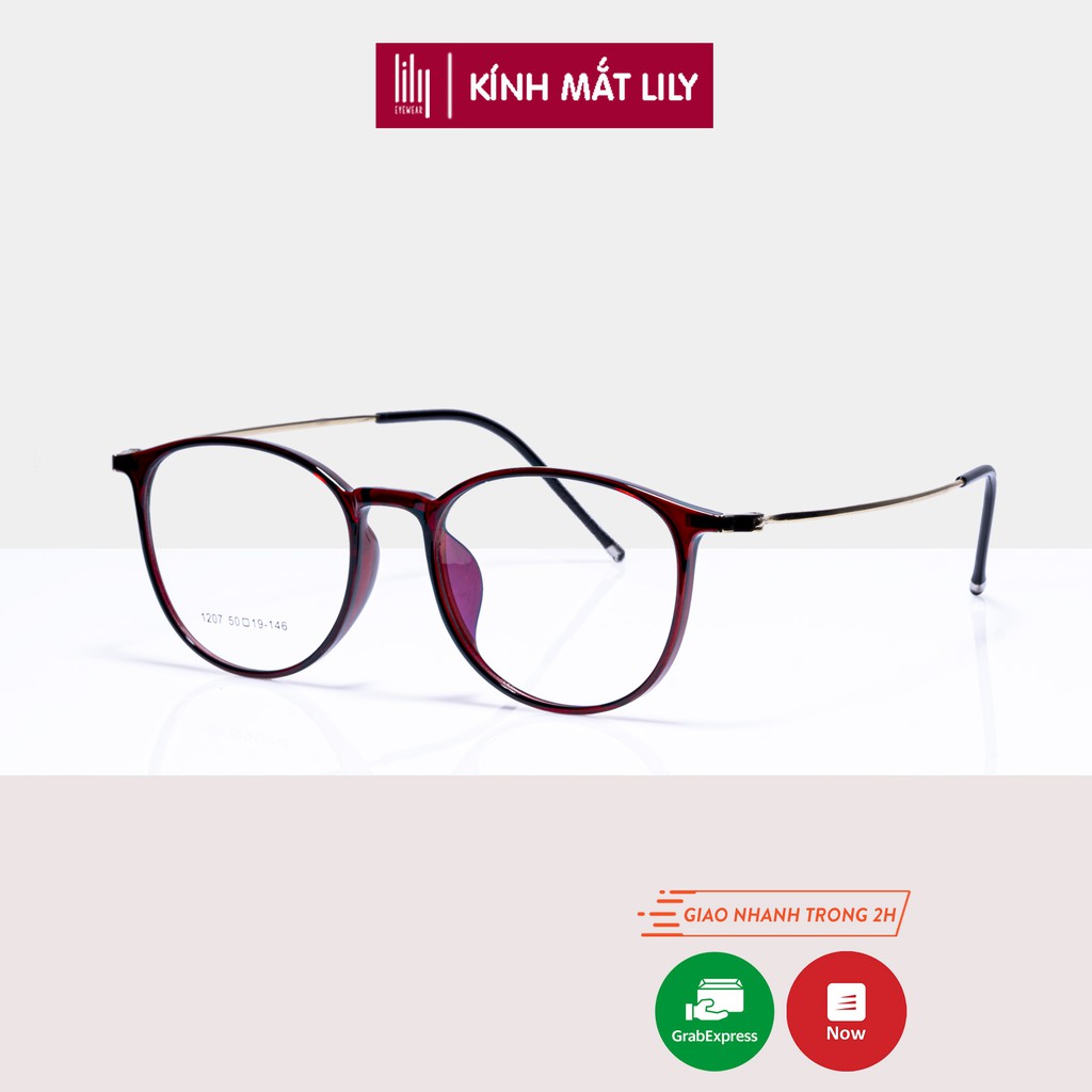 Gọng kính mắt tròn nữ Lilyeyewear càng kính kim loại thanh mảnh nhẹ nhàng 1207