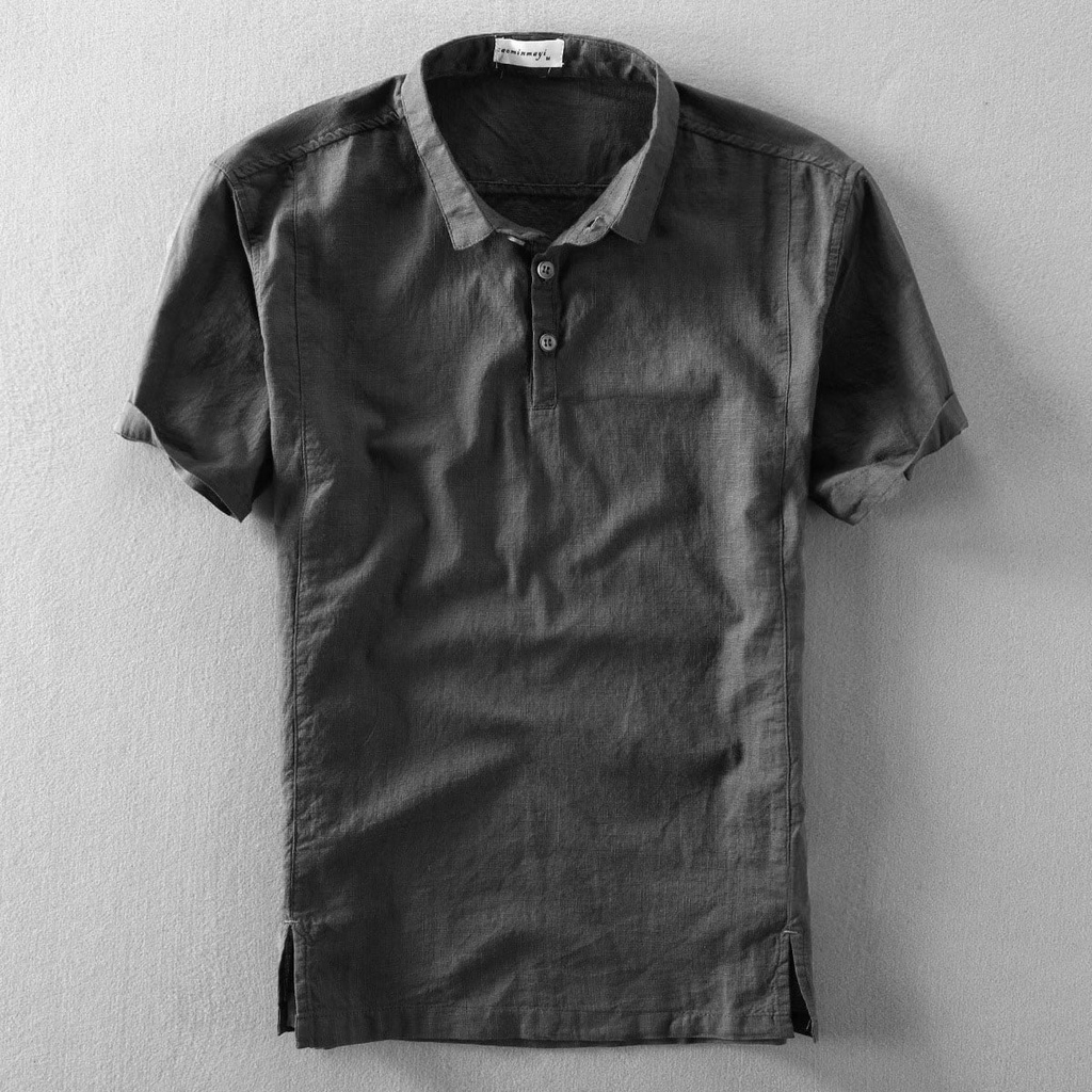 Áo đũi nam polo chất vải đũi linen cộc tay thoáng mát phong cách trẻ trung
