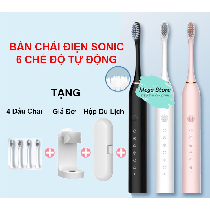 Bàn Chải Điện Người Lớn - Máy Đánh Răng Sonic Cao Cấp 6 Chế Độ - Chà Răng Khoa Học