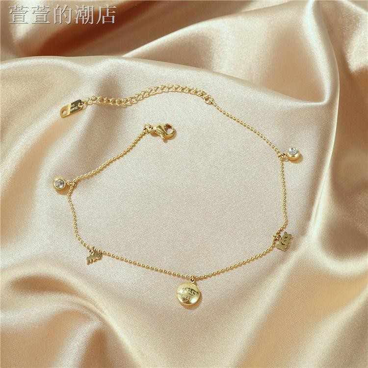 Lắc Chân Thép Titan Đính Hạt Tròn Đơn Giản Phong Cách Hàn Quốc Cho Nữ | BigBuy360 - bigbuy360.vn