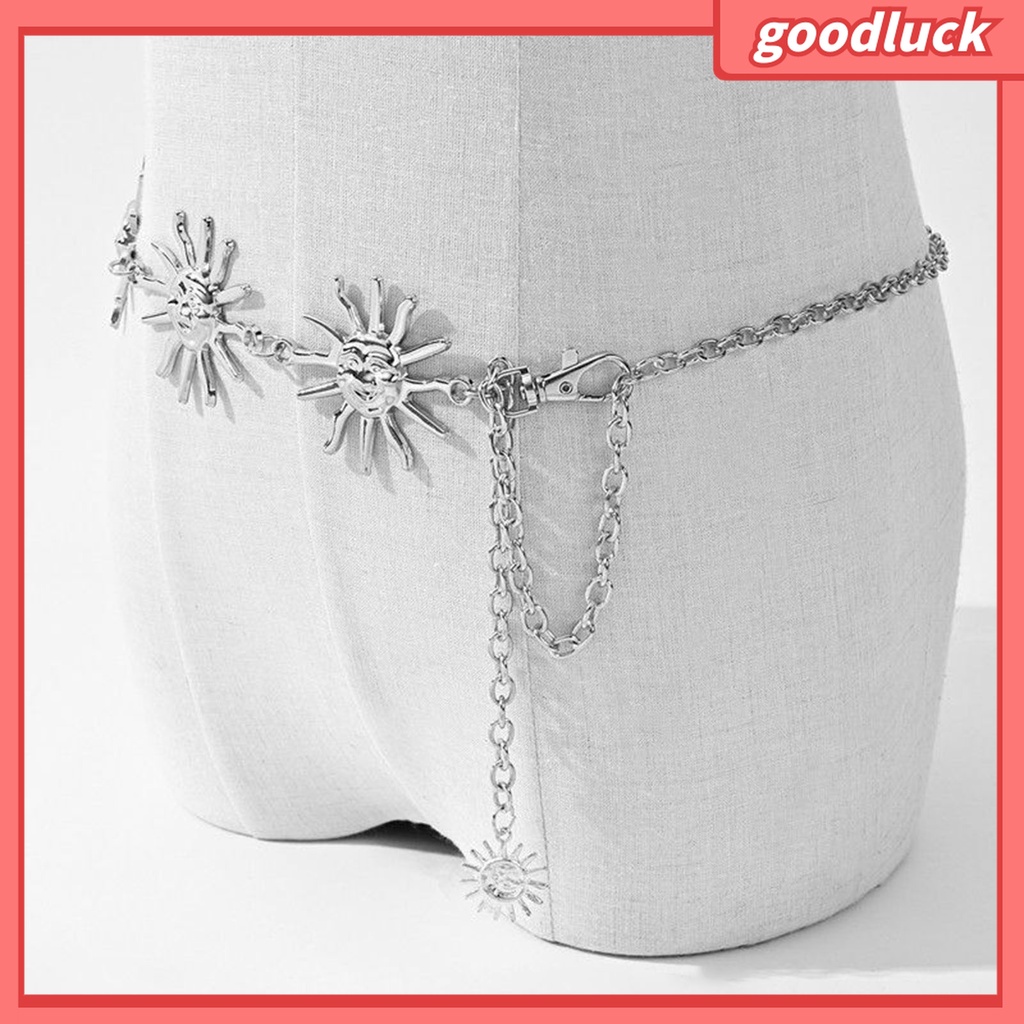 &lt; Golu &gt; Dây Xích Đeo Thắt Lưng Bằng Thép Không Gỉ Mặt Hoa Cười Phong Cách Punk Đơn Giản Cá Tính Trang Trí Tiệc Tùng Dành Cho Nữ