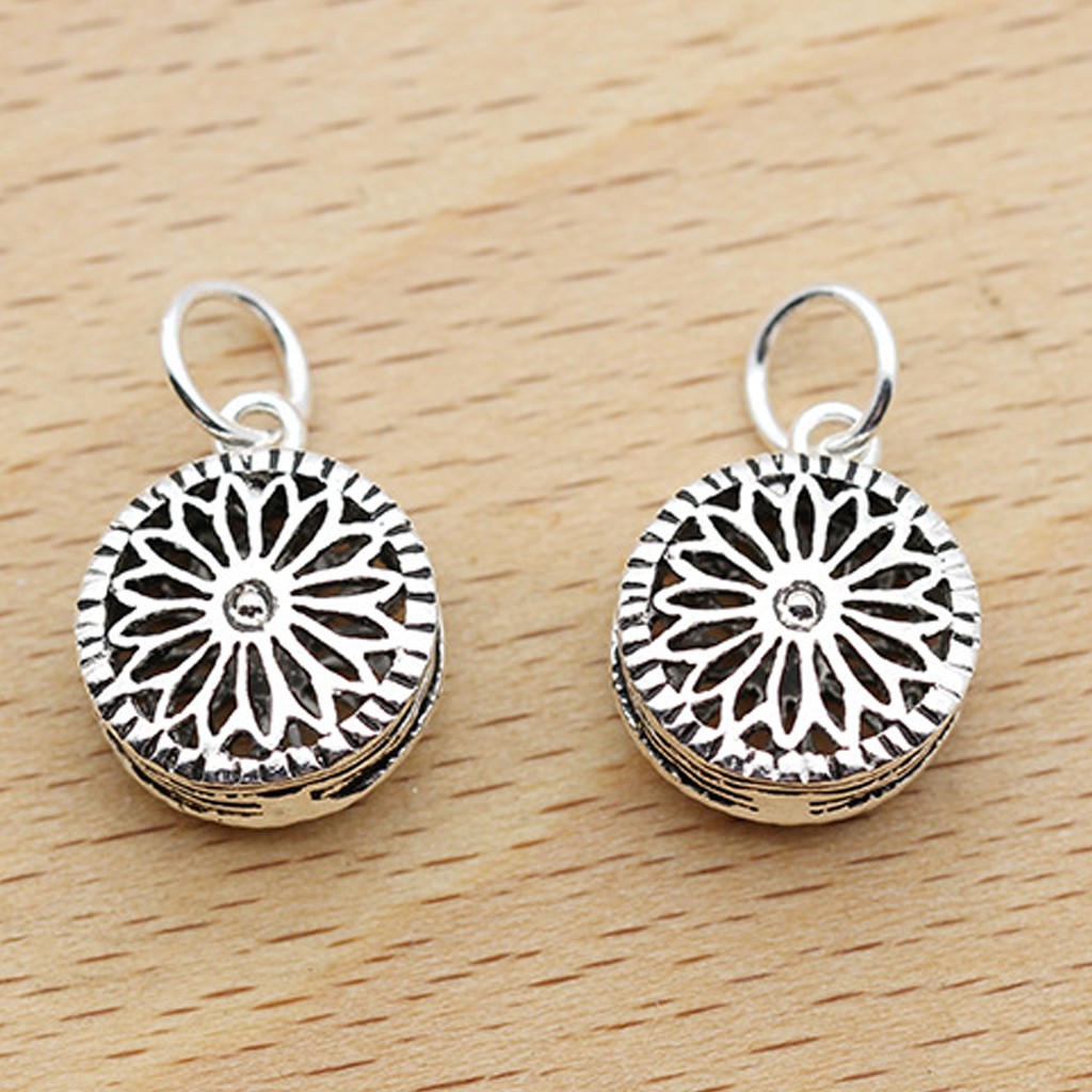 Phụ kiện Charm bạc Mặt treo tròn hoa