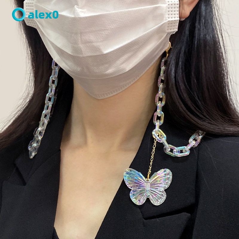 Dây đeo sợi xích mặt hình bướm bằng acrylic chống mất thanh lịch cho nữ
