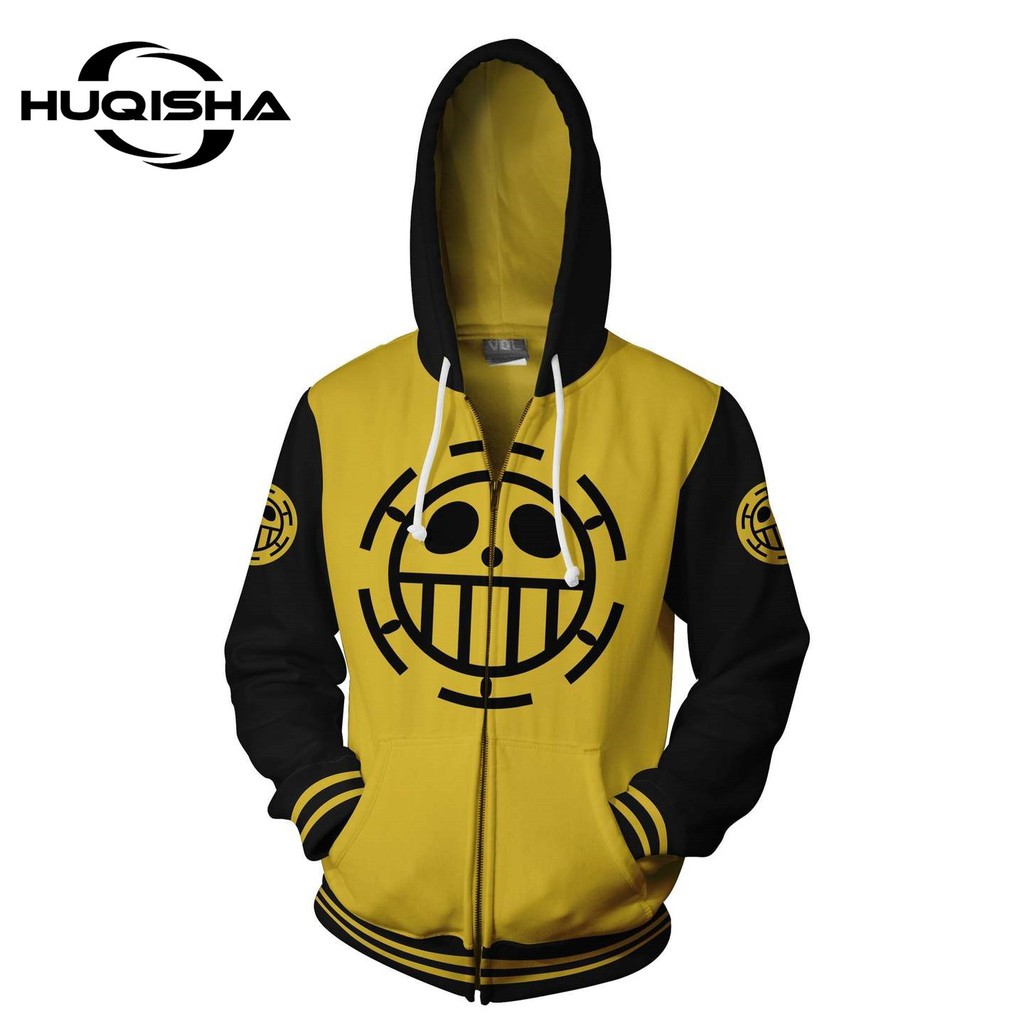 Áo hoodie HUQISHA in hình hoạt hình One Piece thời trang thường ngày cho nam
