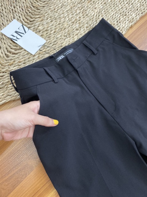 Quần tây màu đen ống loe lưng cao (ảnh thật)