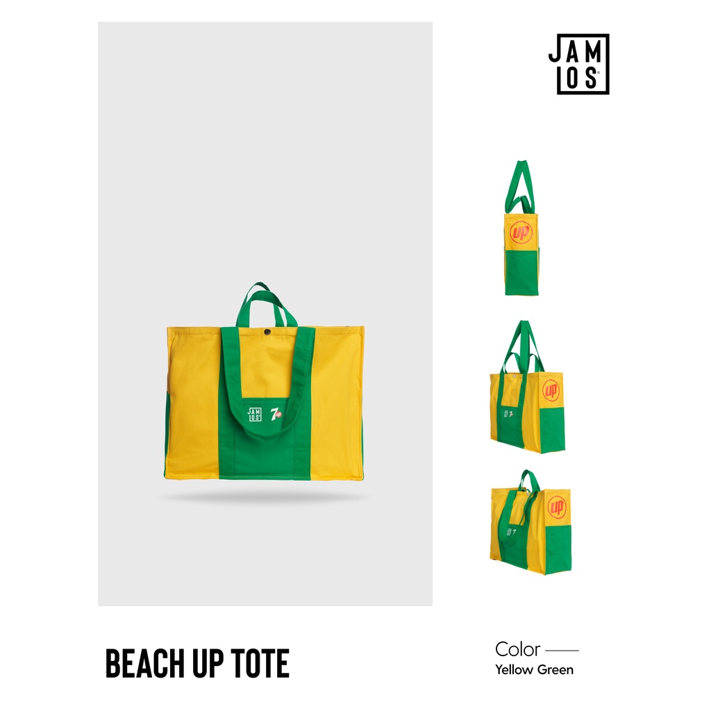 [Jamlos x 7Up] Beach Up Tote - Túi tote vải canvas in chữ UP dáng to nhiều ngăn đi biển