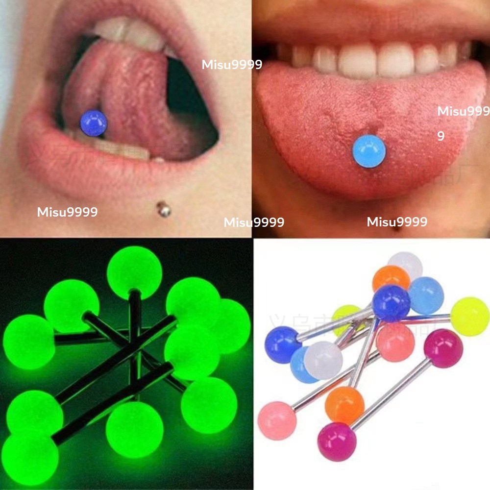Khuyên lưỡi thân titan bi nhựa sinh học