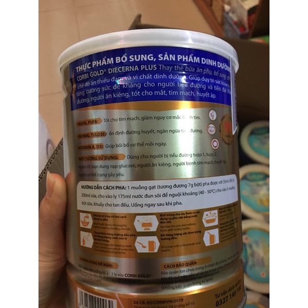 Sữa CORBI GOLD DIECERNA PLUS 900g