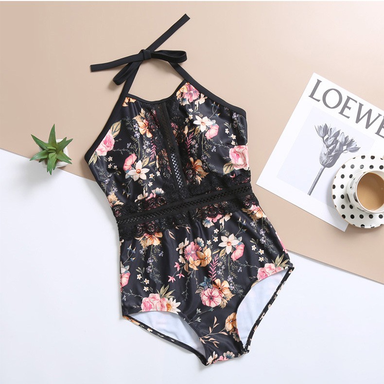 Bikini Liền hoa QC 8603 ❤️[Freeship][Che khuyết điểm]❤️ Đồ bơi đi biển Dây buộc Quyến rũ, Gợi cảm