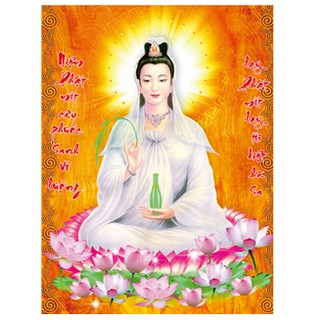 Tranh đính đá phật bà quan âm ngồi - chưa đính