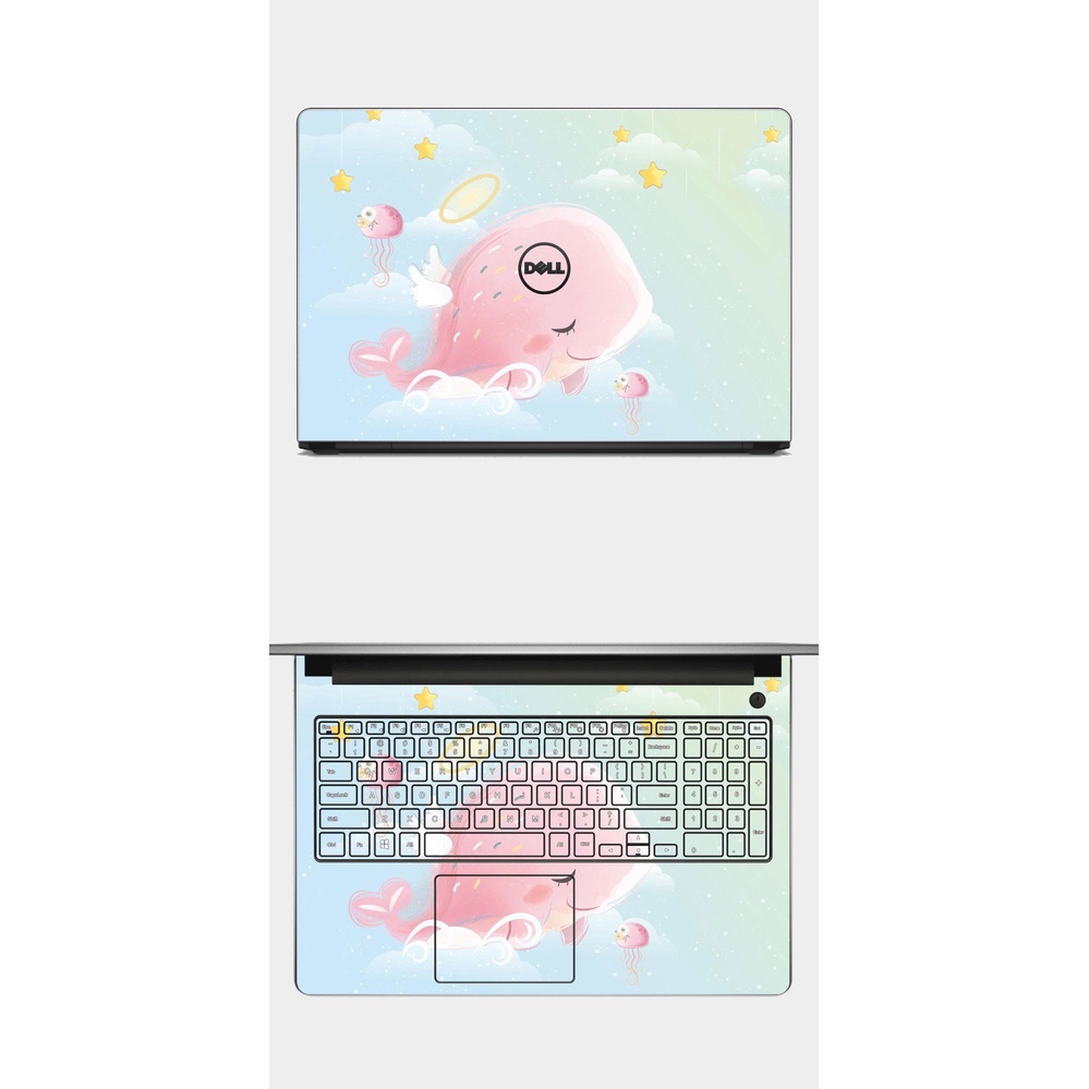 Skin cá voi cute - Dán máy tính Laptop - in theo yêu cầu được cắt sẵn chuẩn theo Model máy