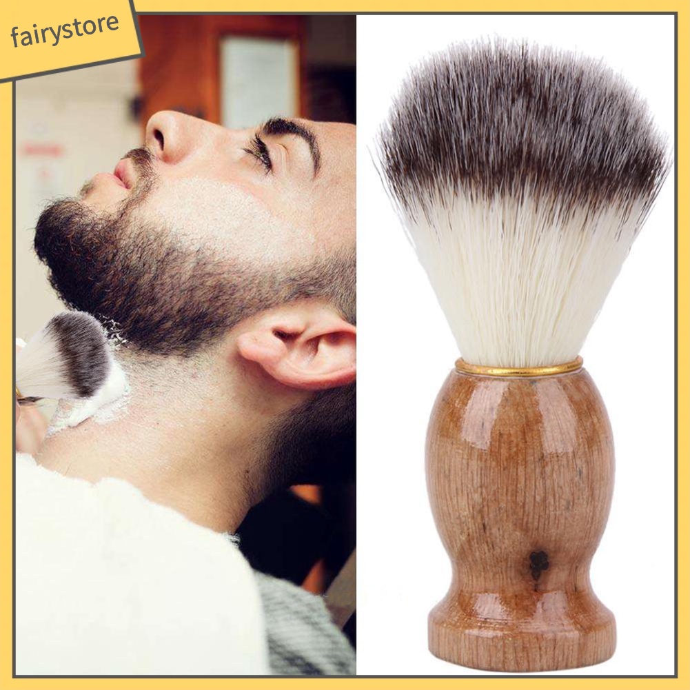 [Hàng mới về] Cọ gỗ lông nylon phết kem cạo râu dành cho nam