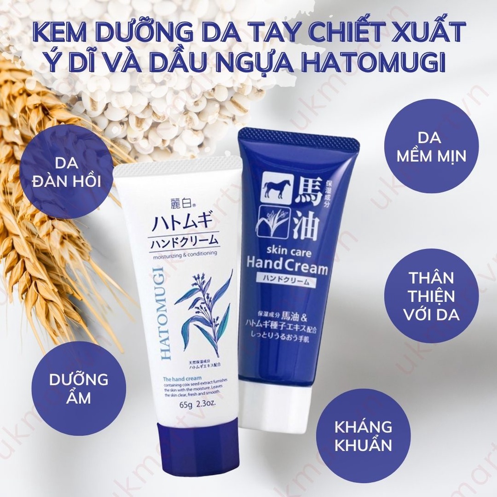 Kem Dưỡng Da Tay Hatomugi Moisturizing &amp; Conditioning The Hand Cream 65g
