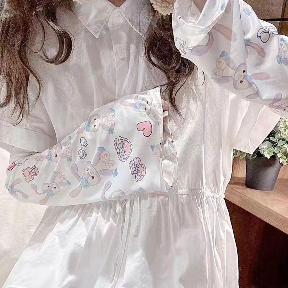 Găng Tay Chống Nắng Bằng Lụa Co Giãn Giữ Ấm Mùa Hè In Họa Tiết Hoạt Hình Melody Cho Cánh Tay Khi Đi Xe Đạp