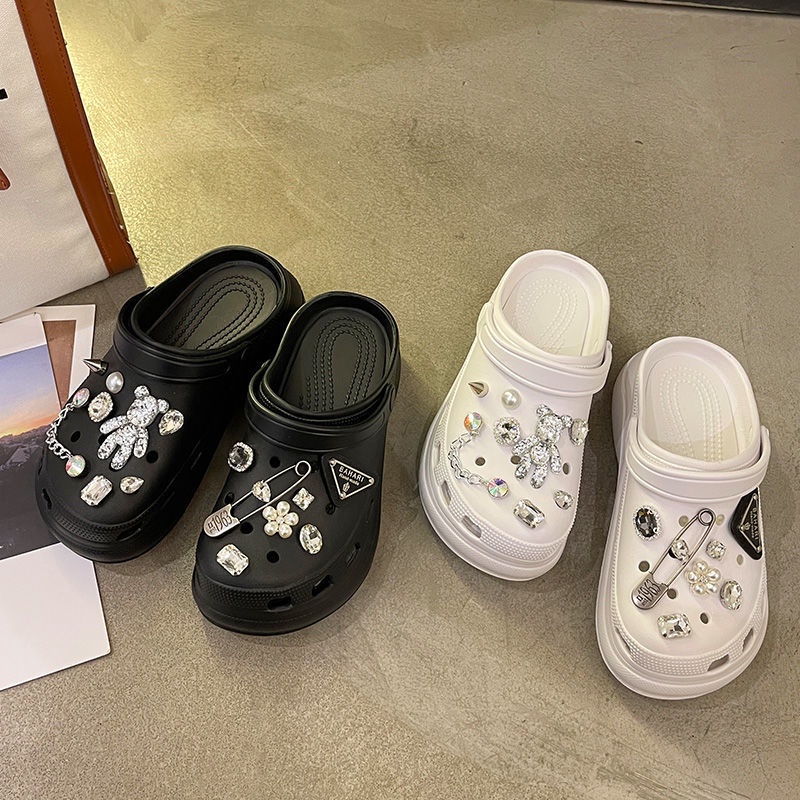 2023 NEW Crocs Dép Sandal Nữ Đính Kim Cương Chống Trượt Thời Trang Giày Nữ Dép