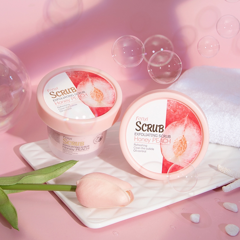 Fenyi Peach Body Scrub Deep Exfoliating Remove Dead Skin 100g 2pcs