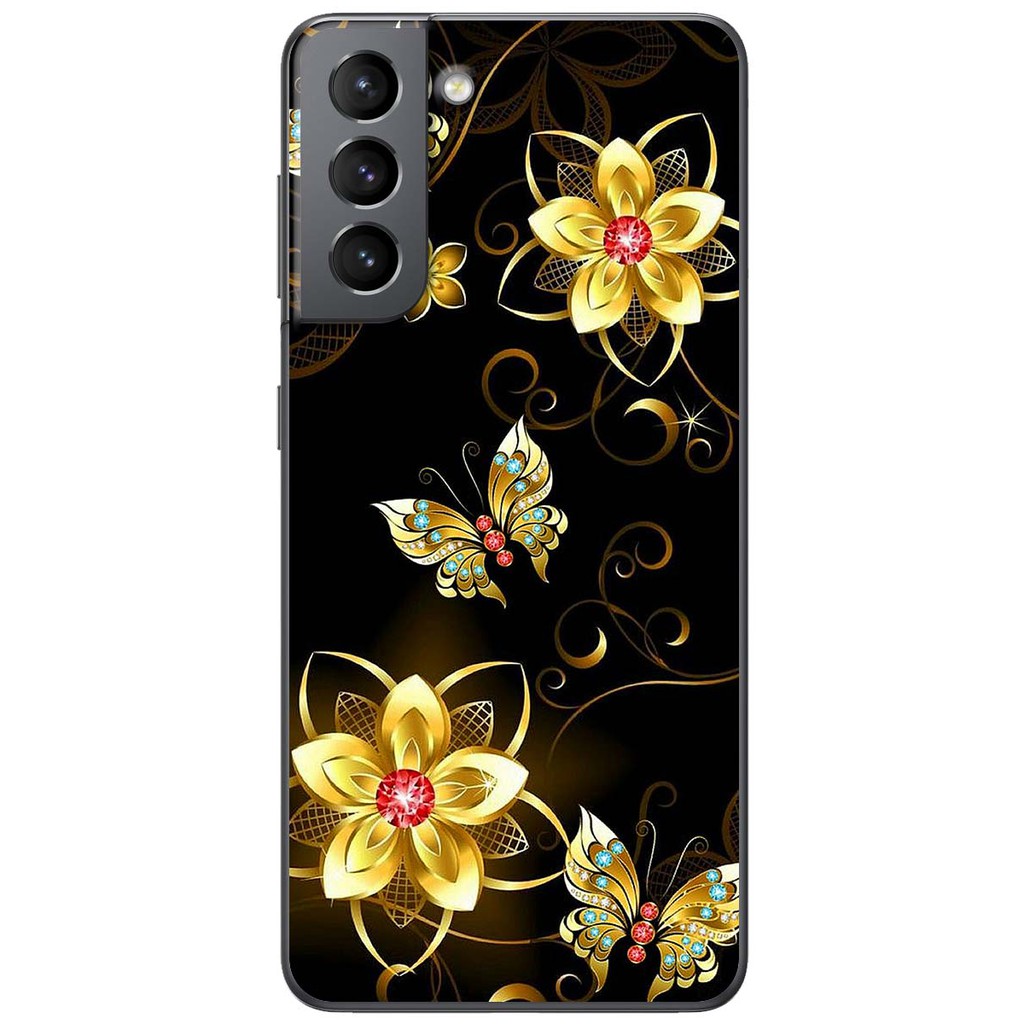 Ốp lưng nhựa dẻo Samsung Galaxy S21, S21 Plus, S21 Ultra Hoa bướm vàng