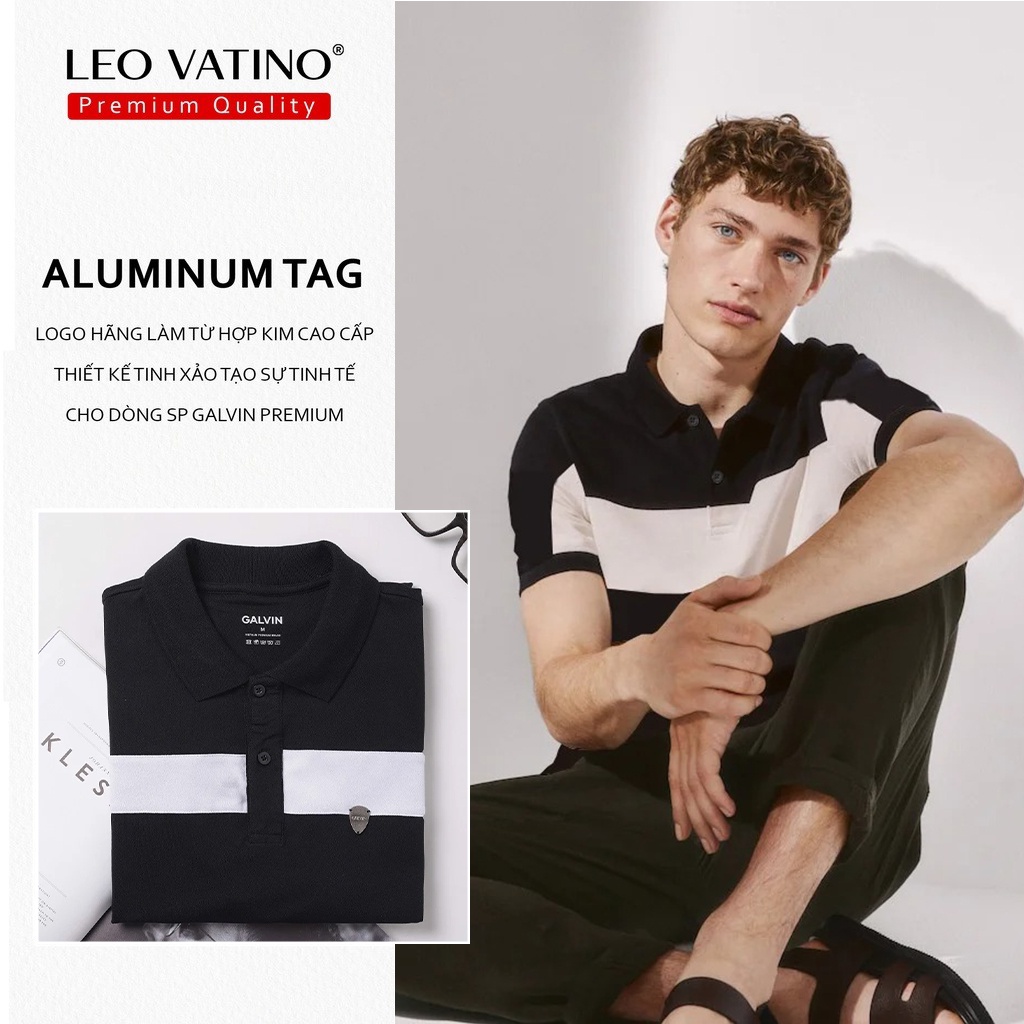 Áo polo nam Galvin Premium cotton cao cấp 95% phối thân cổ gắn tag Hợp kim Aluminum thun cổ bẻ PLGVPR06 - Leo Vatino