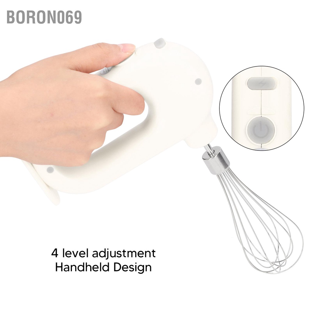 Máy trộn cầm tay điện USB Sạc 4 mức điều chỉnh đánh trứng làm lạnh sữa cho nhà bếp Boron069