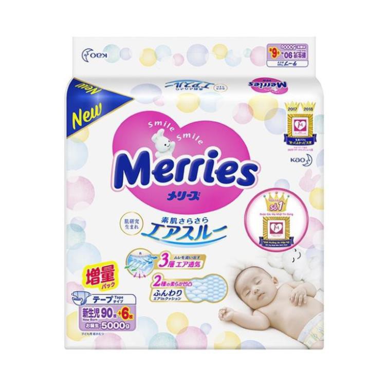 Bỉm Merries dán size newborn SS 90 + 6 miếng