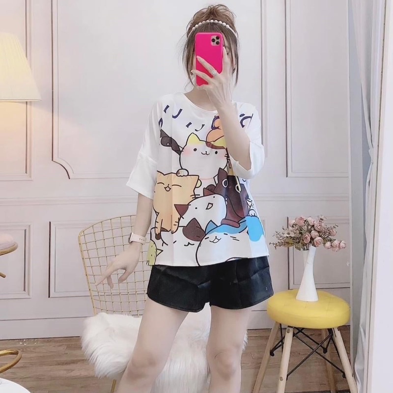 Đồ Bộ Ngắn Chất Lụa Satin 3D Cực Chất From Rộng