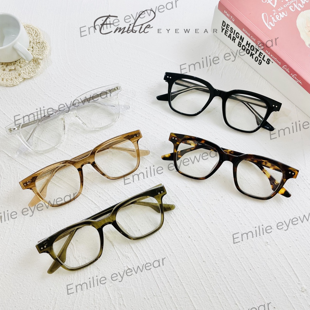 Gọng kính nam nữ, Form vuông cổ điển nhựa cao cấp kèm lõi kim loại K9104 Siêu hot I Emilie eyewear