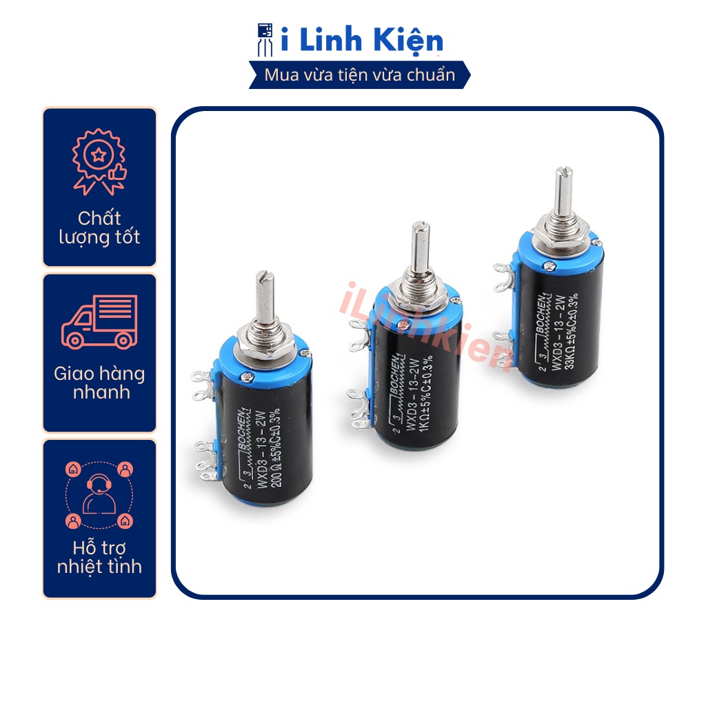 Chiết áp đơn WXD3-13-2W 1K - 47K xoay nhiều vòng chất lượng tốt