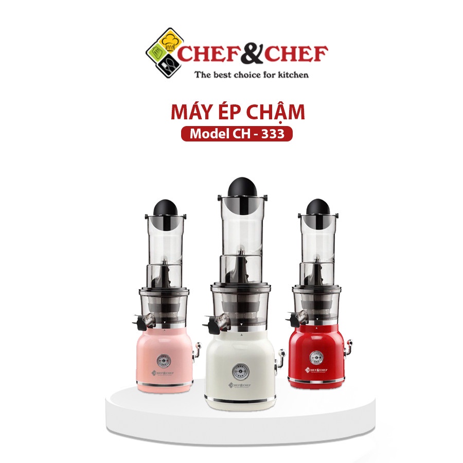 Máy ép nguyên quả tốc độ chậm CHEF&amp;CHEF thiết kế nhỏ gọn, đẹp mắt, có độ bền cao, nhiều màu sắc