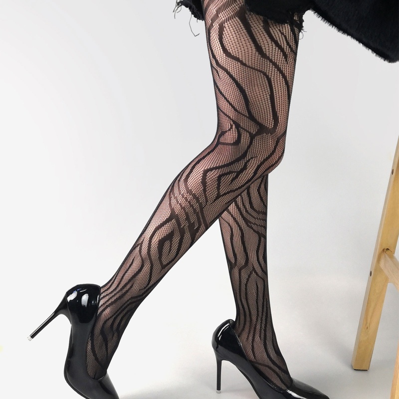 Xiangbao Quần Tất Lưới Jacquard In Họa Tiết Động Vật Gợn Sóng Phong Cách Harajuku Gothic Quyến Rũ Dành Cho Nữ