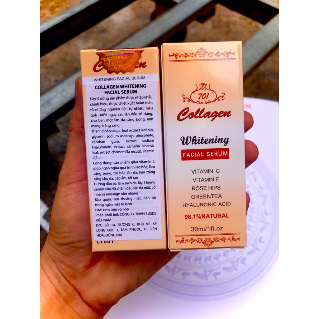 SERUM DƯỠNG TRẮNG DA GIẢM THÂM NÁM COLLAGEN PLUS VIT E, dòng tem đỏ 5 sao