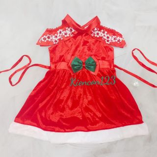 Váy đầm noel. đầm noel khoét vai kết hoa cho bé. size 1-> 8