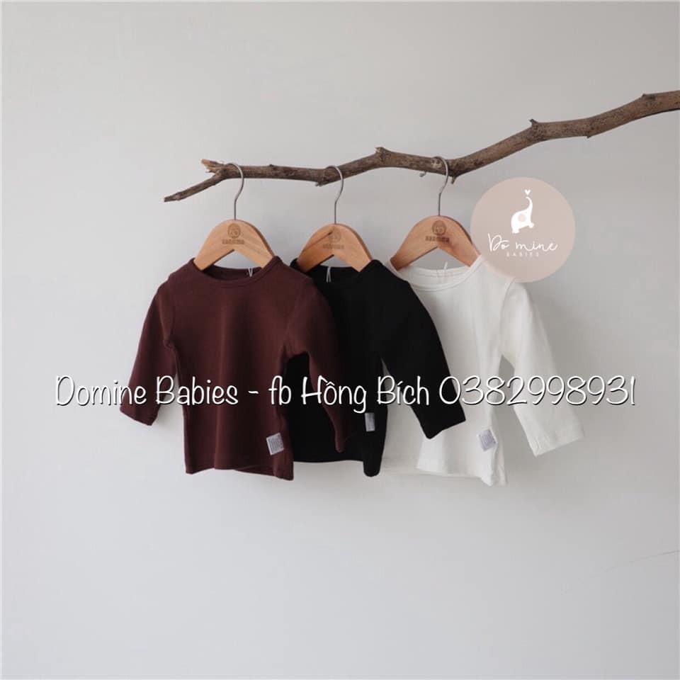 Áo thun bé gái bé trai sơ sinh thu đông dài tay giữ nhệt cổ tròn tông trơn dễ phối đồ cực đẹp từ 3tháng -2tuổi 3-13kg