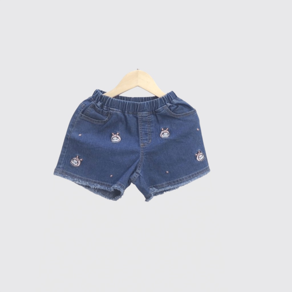 Quần Short Bò Bee Kids Thêu Họa Tiết Thân Trước, Gấu Tua Cho Bé Gái (4 - 14 tuổi) 7QJ01602SX