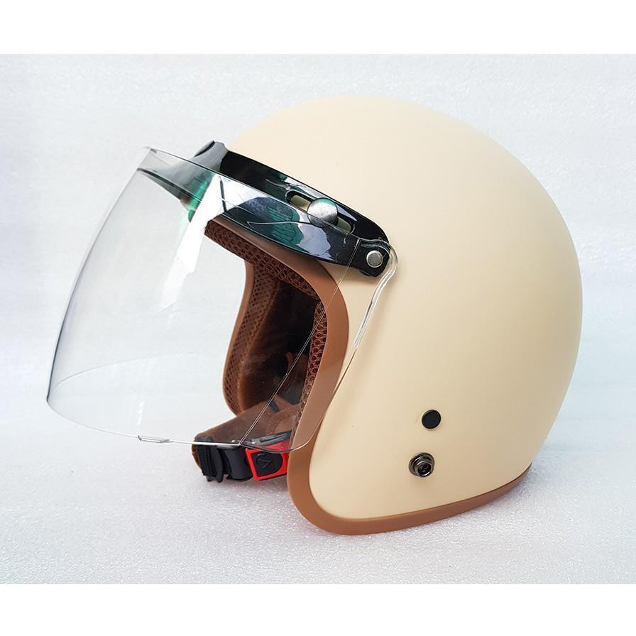 [ Hình Thật - 16 Màu ] Mũ Bảo Hiểm 3/4 đầu Lót Nâu Kèm Kính Fullface Như Hình - Hàng CTY-Cam Kết Giống Hình 100%